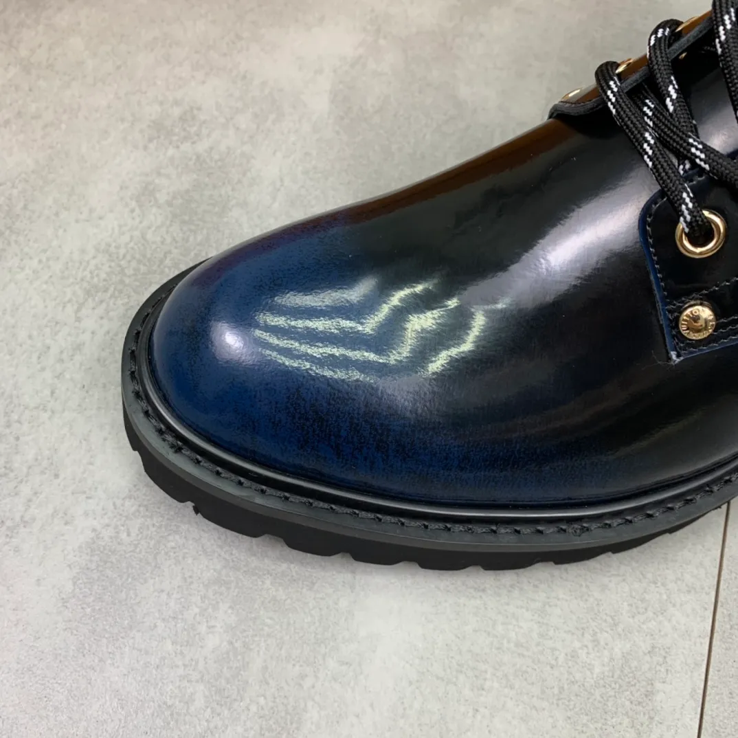 Men's men's shoes💰P620💰[New model]🆘Water-dyed cow lining LV Louis Vuitton business high-top leather shoes, made of original imported Italian 🇮🇹 open-edge bead-rubbed open-edge bead cowhide, full cowhide lining, carefully handmade by professional shoemakers, the original version is specially designed for wear-resistant outsole. Standard code 38-44 burgundy blue🉑️select